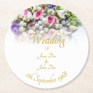 Wedding Accessories - Bride with colourful wedding Round Paper Coaster