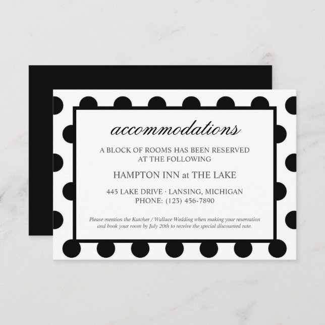 Wedding Accommodations | Black Classic Enclosure Invitation (Front/Back)