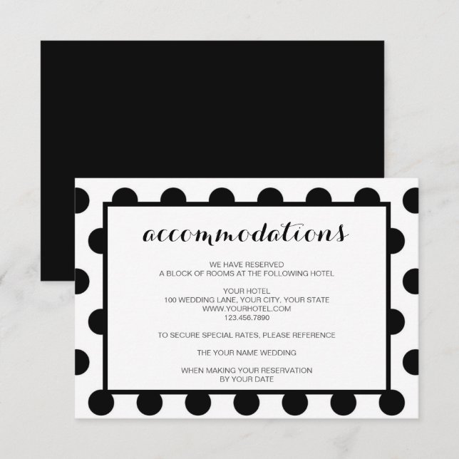 Wedding Accommodations | Black Classic Enclosure Invitation (Front/Back)