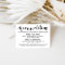 Wedding Accommodations Card | Black Script