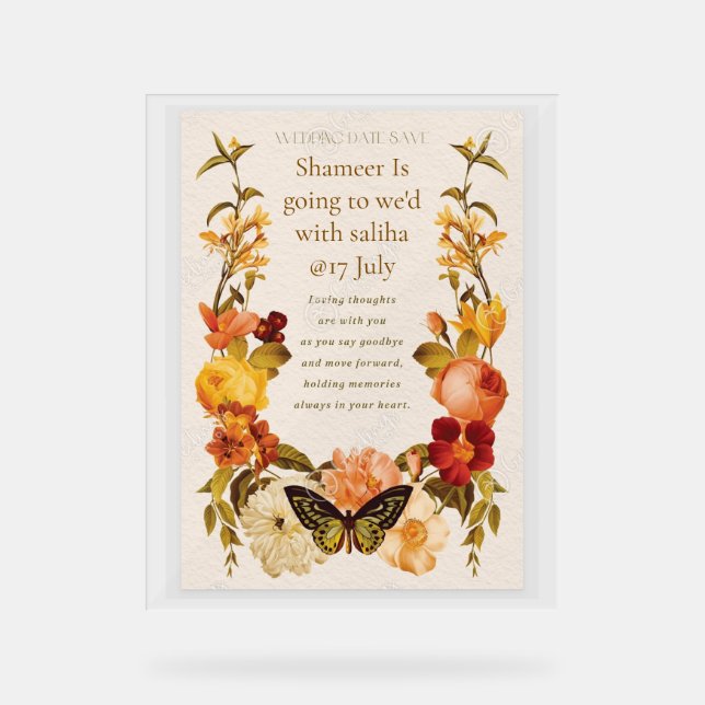 Wedding acrylic card sign (Front)