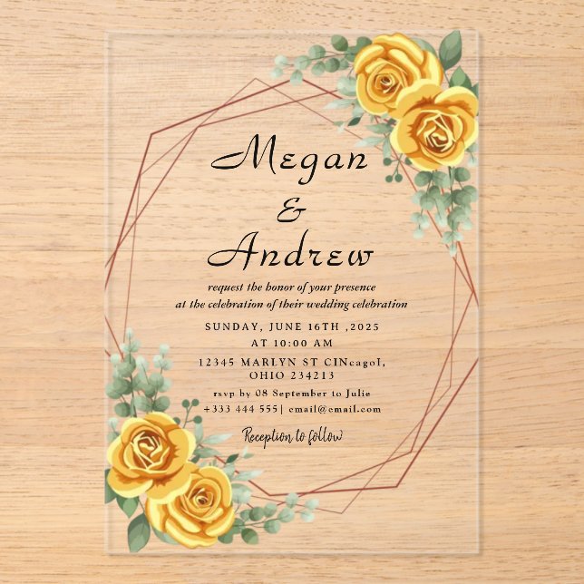 WEDDING Acrylic Invitations (Front)