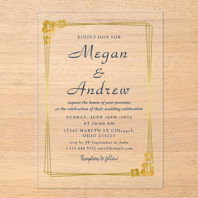 WEDDING Acrylic Invitations (Front)