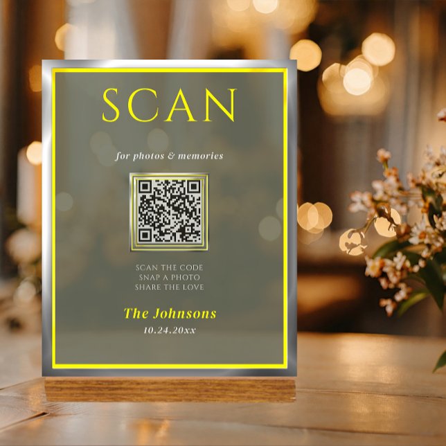 Wedding Acrylic QR Code Photo Sharing Scan Sign (Creator Uploaded)