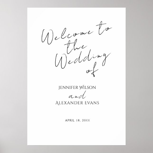 Wedding Acrylic Sign Welcome Minimalistic. (Front)