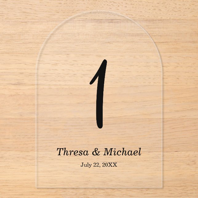 Wedding Acrylic Table Number Sign (Front)