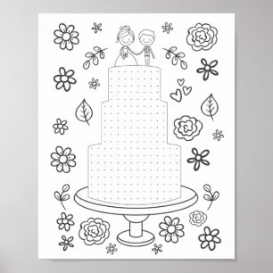 Wedding Activity Dot Game Colouring Page Poster