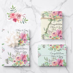 Wedding Add Names Floral Watercolor 3 Pretty Wrapping Paper Sheet<br><div class="desc">Wedding Add Names Floral Watercolor 3 Pretty Wrapping Paper Sheets</div>