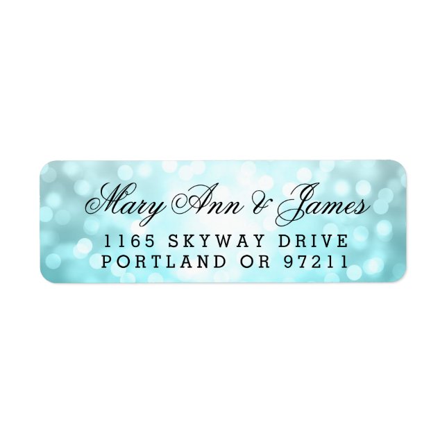 Wedding Address Beach Ombre Glitter Lights (Front)