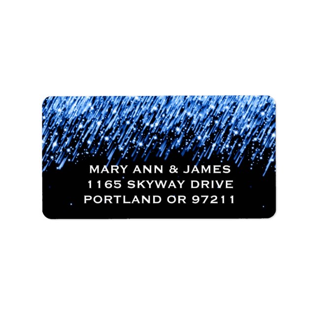 Wedding Address Falling Stars "Sapphire Blue" Label (Front)
