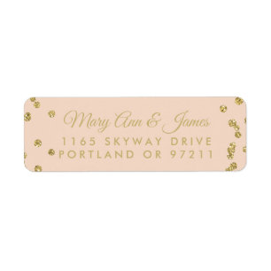 Wedding Address Gold Faux Glitter Confetti Blush