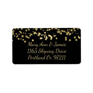 Wedding Address Gold Foil Confetti Label
