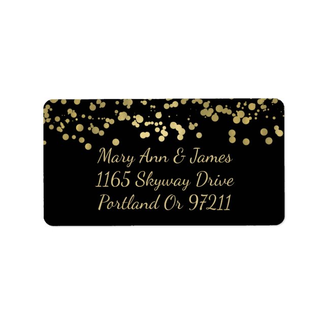 Wedding Address Gold Foil Confetti Label (Front)