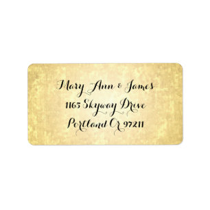 Wedding Address Gold Foil Look Stars Confetti Label