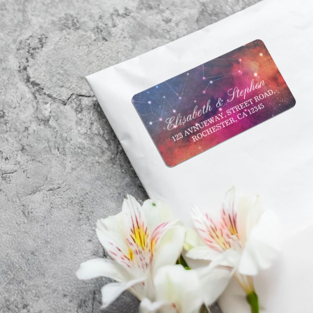 Wedding Address Gorgeous Star Nebula Constellation Label (Creator Uploaded)