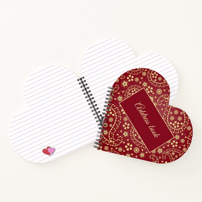 Wedding Address Keeper Burgundy & Paisley Set Note Notebook (Inside)