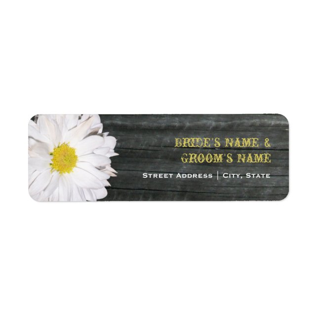 Wedding Address Label - Daisy & Barnwood (Front)