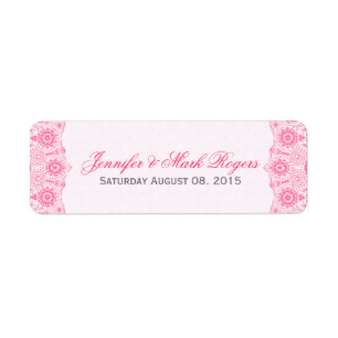 Wedding Address Label Pink Lace & Damasks Back