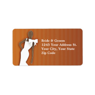 wedding address label with bride graphic