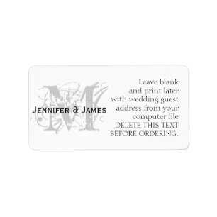 Wedding Address Labels Chic Monogram and  Names