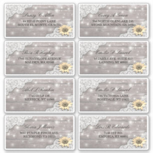 Wedding Address Lace Sunflower Wood String Lights