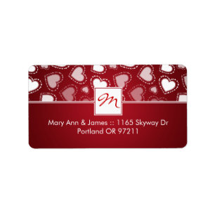 Wedding Address Monogram Dotted Hearts Red Label
