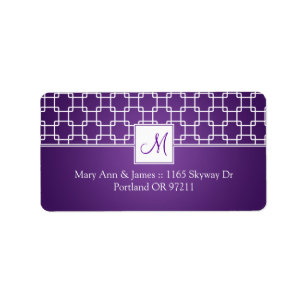 Wedding Address Monogram Trellis Pattern Purple Label