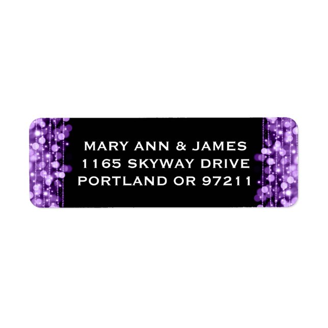 Wedding Address Party Sparkles Purple (Front)