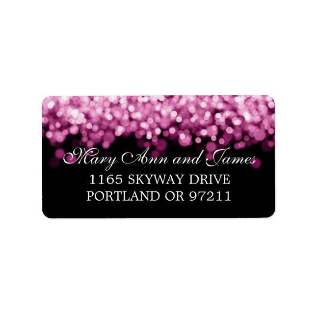 Wedding Address Pink Lights Label (Front)