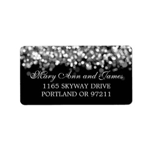 Wedding Address Silver Lights Label