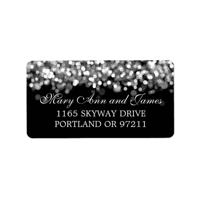 Wedding Address Silver Lights Label (Front)