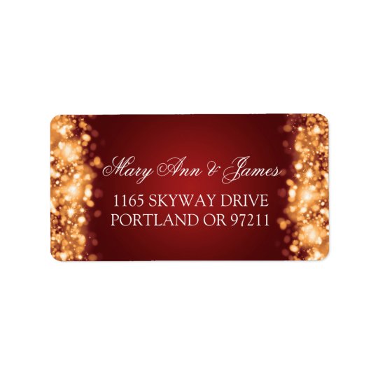 Wedding Address Sparkling Lights Gold Address Label