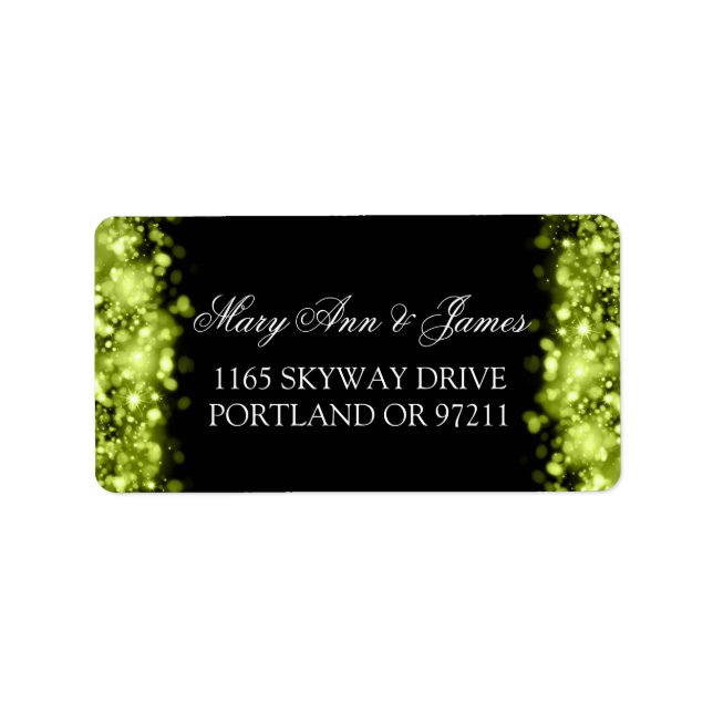 Wedding Address Sparkling Lights Lime Black Label (Front)