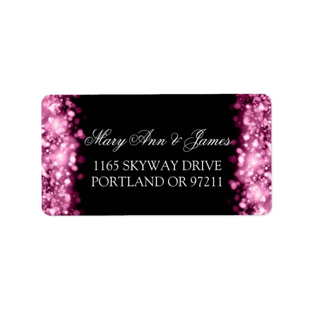 Wedding Address Sparkling Lights Pink Label (Front)