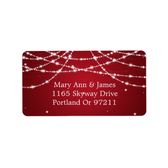 Wedding Address Sparkling String Red Address Label