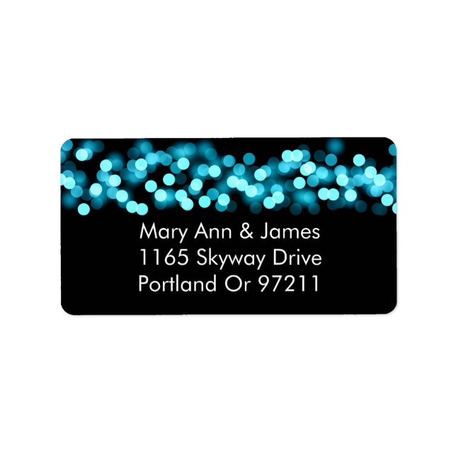 Wedding Address Turquoise Hollywood Glam Label (Front)