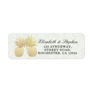 Wedding Address Vintage Gold Foil Pineapple Couple