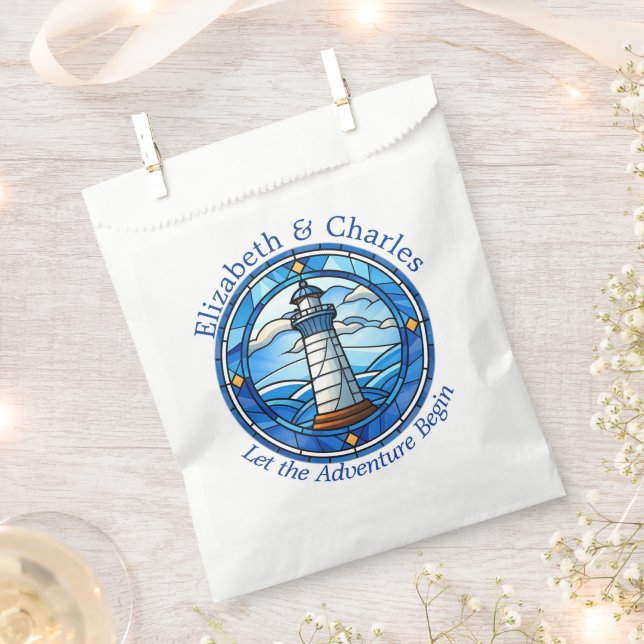 Wedding Adventure Lighthouse Sailing Nautical Favour Bags (Clipped)