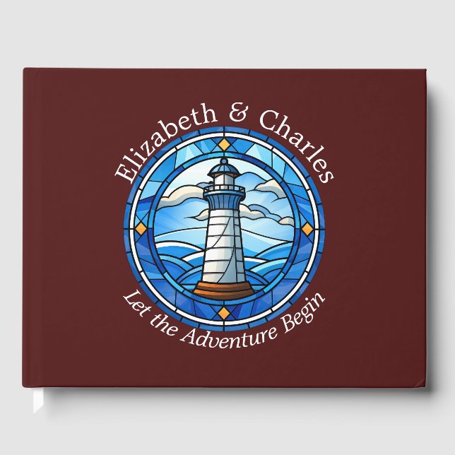 Wedding Adventure Lighthouse Sailing Nautical Guest Book (Front)
