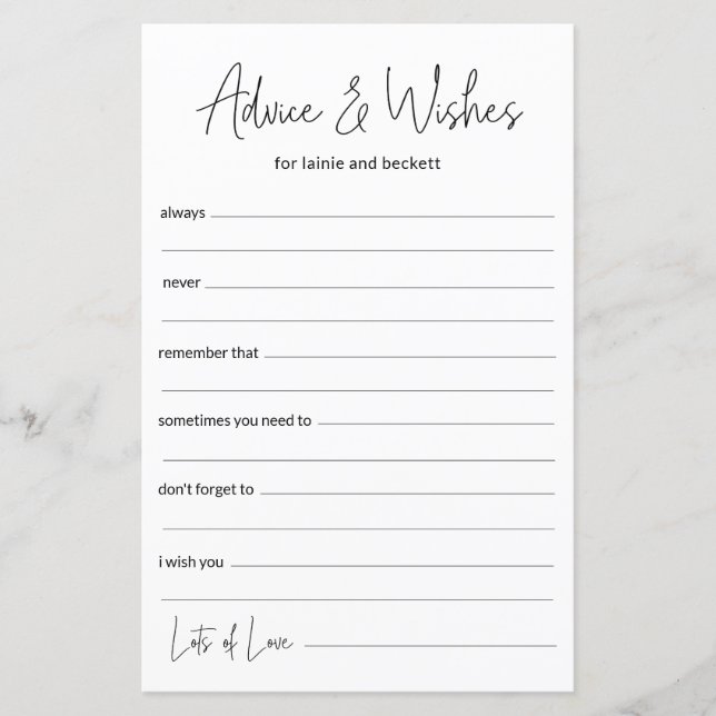 Wedding Advice and Wishes (Front)