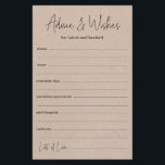 Wedding Advice and Wishes<br><div class="desc">These simple, black on kraft paper, modern, minimal, handwritten script Advice & Wishes sheets are perfect to have bridal shower, rehearsal dinner or wedding guests fill out for the happy couple. People will love having the prompts - they make it so easy to leave loving words of advice and well...</div>