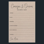 Wedding Advice and Wishes Spanish<br><div class="desc">These simple, black and kraft paper, modern, minimal, handwritten script Spanish Advice & Wishes/Consejos y Deseos sheets are perfect to have bridal shower, rehearsal dinner or wedding guests fill out for the happy couple. People will love having the prompts - they make it so easy to leave loving words of...</div>