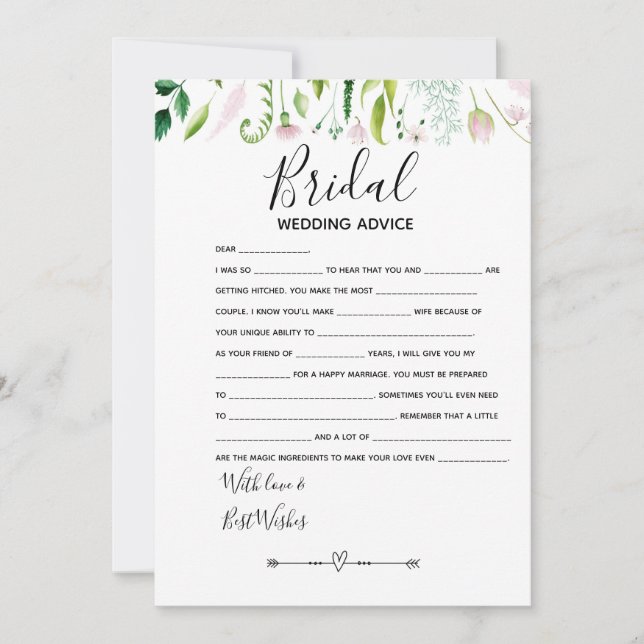 wedding advice bride know bridal baby shower game invitation (Front)