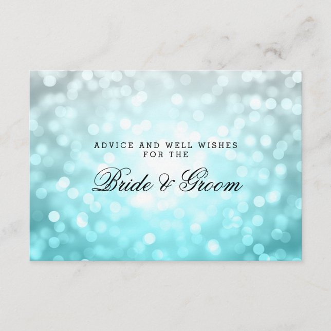 Wedding Advice Card Beach Ombre Bokeh Lights (Front)