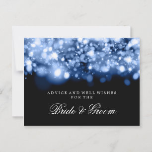 Wedding Advice Card Blue Sparkling Lights