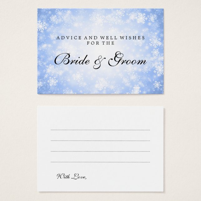 Wedding Advice Card Blue Winter Wonderland (Front & Back)