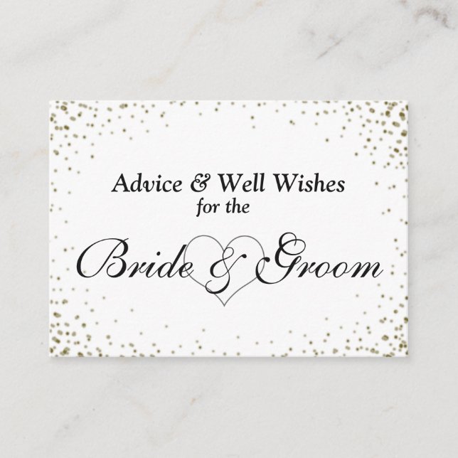 Wedding Advice Card Faux Gold Confetti (Front)