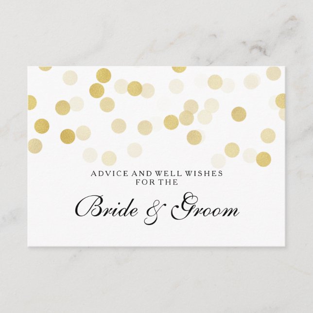 Wedding Advice Card Faux Gold Foil Glitter Lights (Front)
