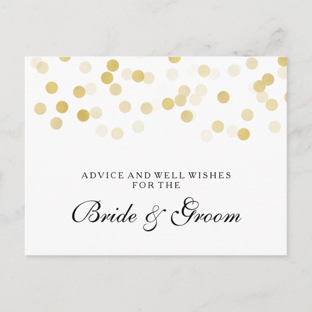 Wedding Advice Card Faux Gold Foil Glitter Lights (Front)