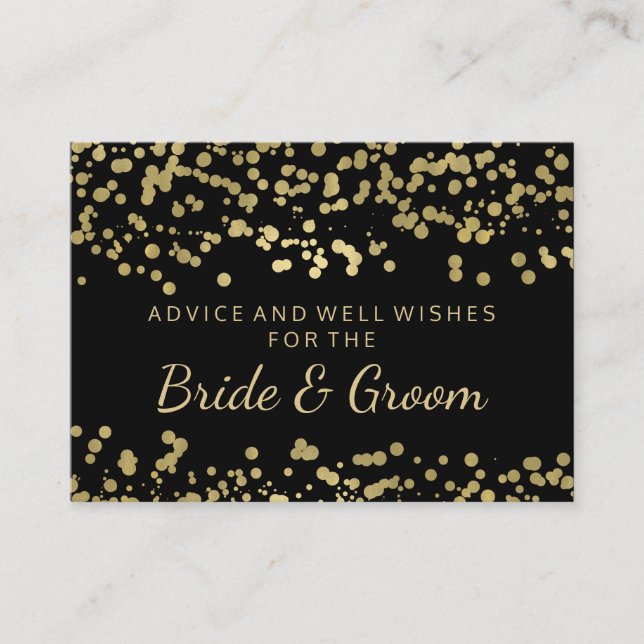 Wedding Advice Card Gold Foil Look Confetti (Front)